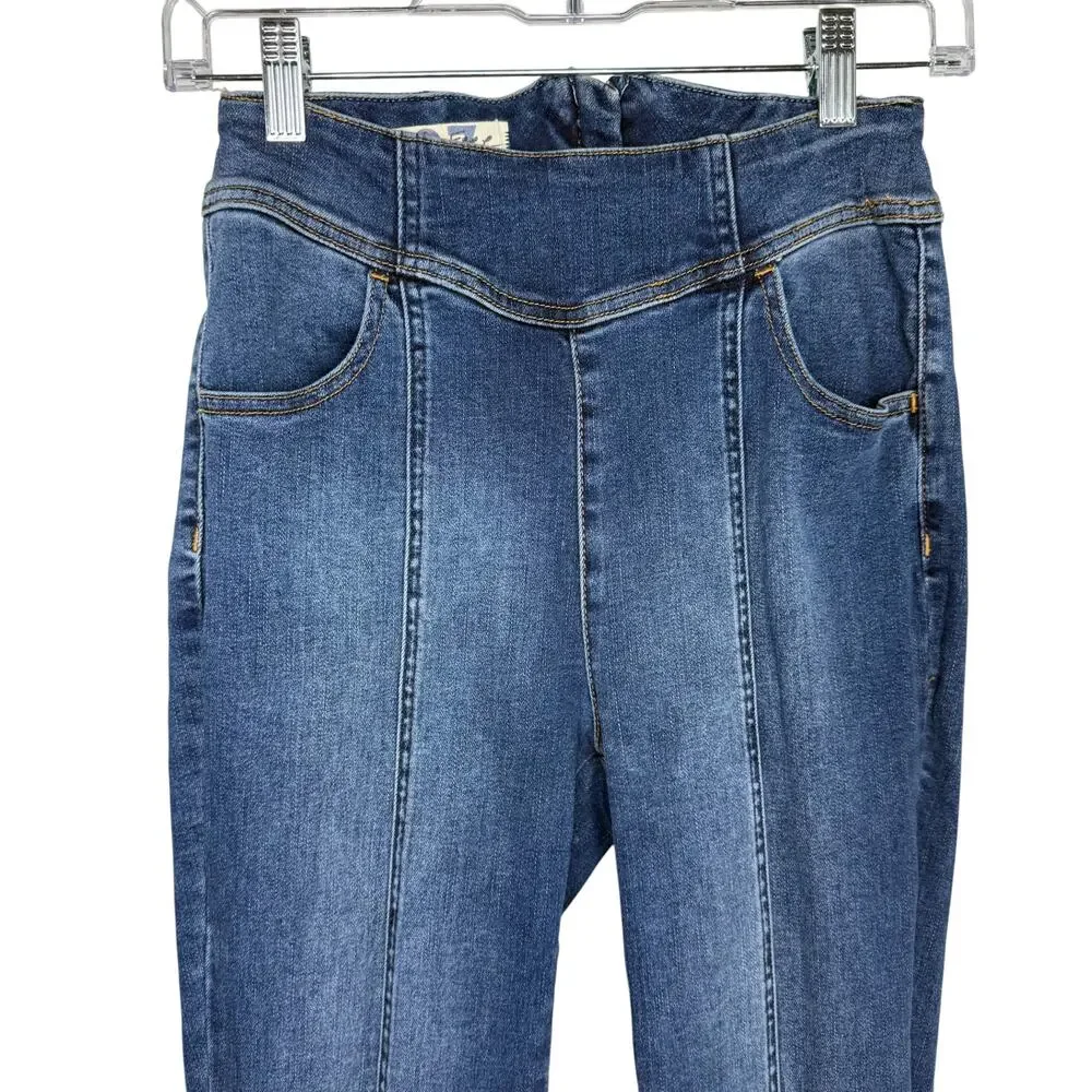 Free People CRVY Mercury Zip Jeans Harper‎ Blue Size 27 Moto Y2K StreetwearDenim